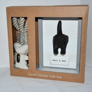 Mud Pie Muddy Paws " Walk & Wag" Gray Leash Holder Gift Set 748100GFT